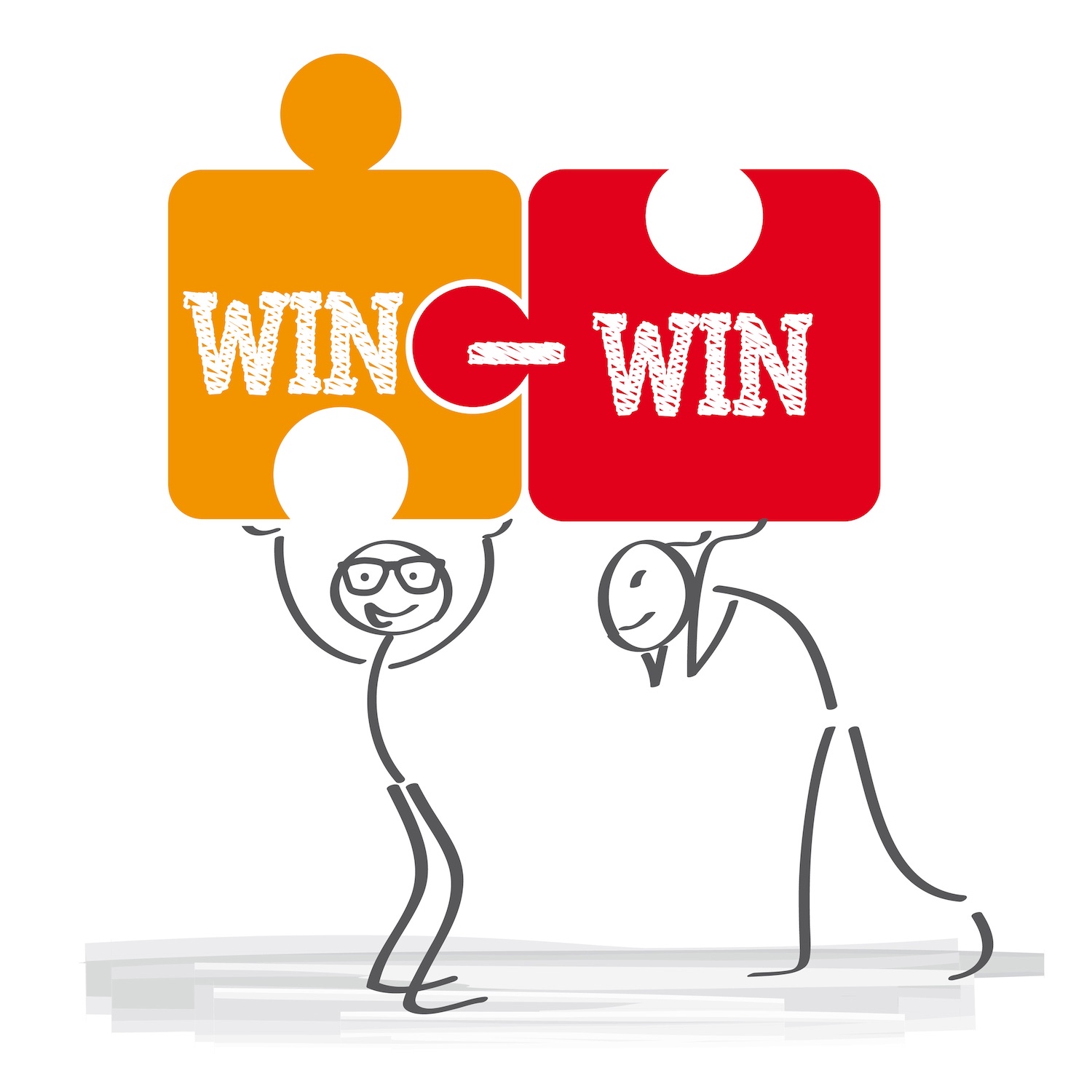 A clip art image of productive conflict showing a win-win situation